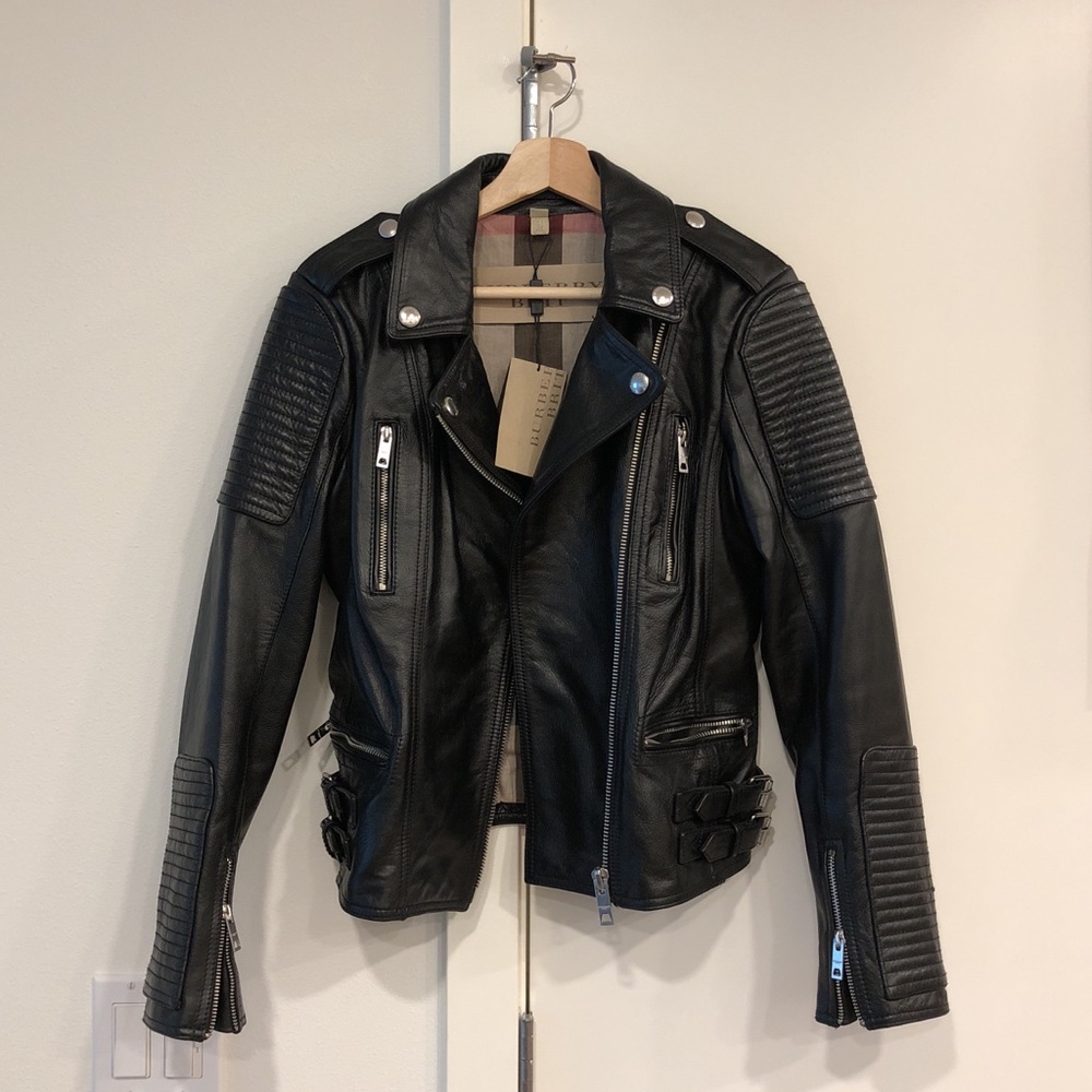 NWT Burberry Brit leather biker jacket